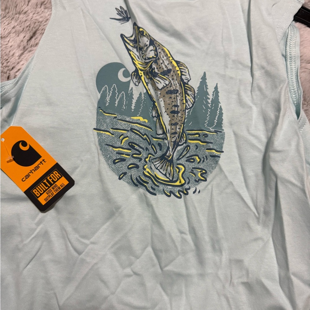 Carhartt Light Blue Tank with Fish Graphic